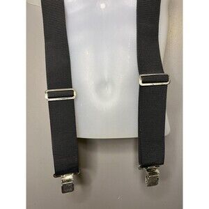 Husky Men's One Size Black Top Grain Leather Clip Suspenders Adjustable Work